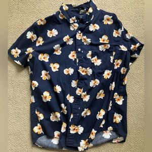 J Crew floral pattern short sleeve button down shirt.  Size L.